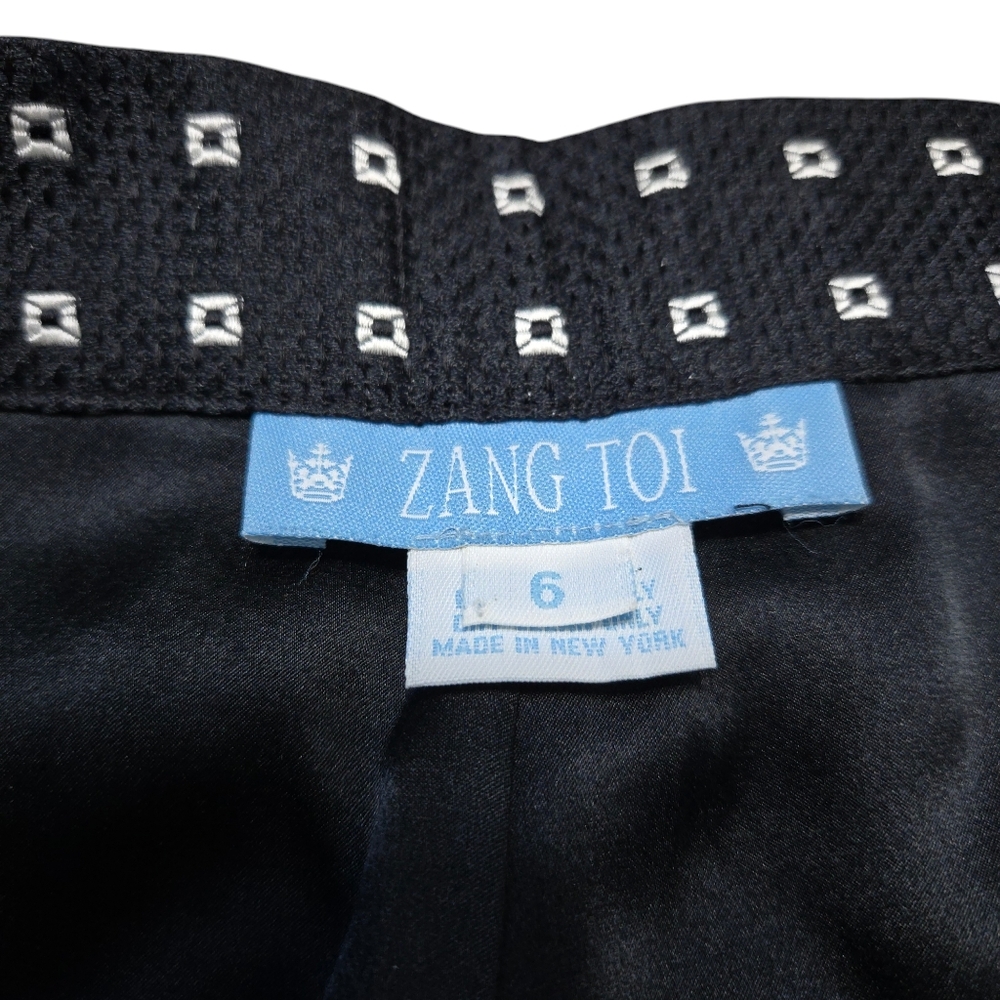 Zang Toi Trouser Pant Black Dotted Geometric - Picture 5 of 6